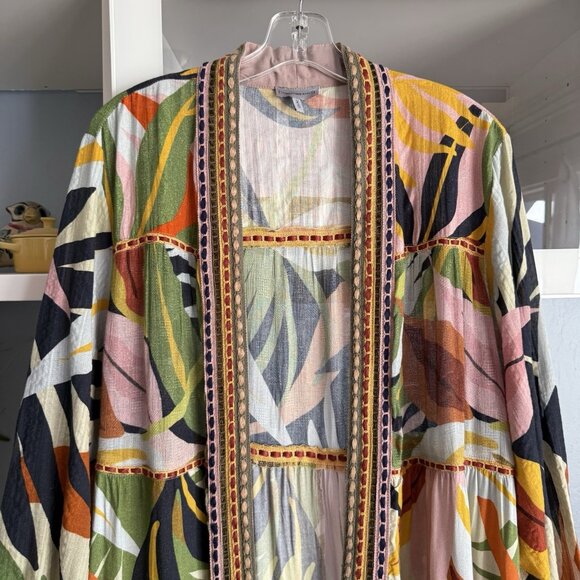 Anthropologie Conditions Apply Tiered Leaf Duster Kimono Jacket Topper - Picture 3 of 9